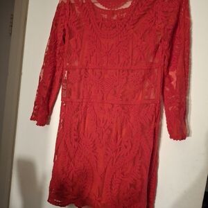 Elegant Red Lace Dress